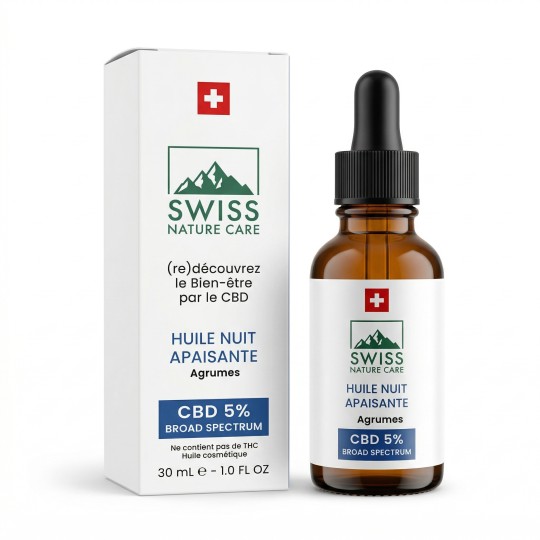 Huile Nuit Apaisante CBD 5% Agrumes 30 ml | Swiss Nature Care